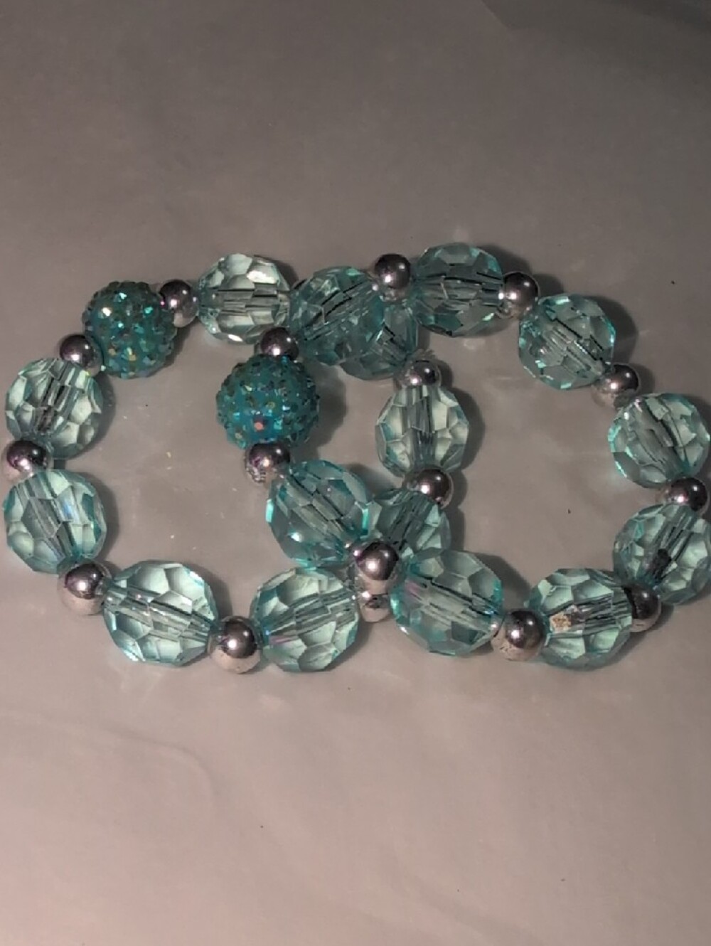 ❤️‍🔥10/$10❤️‍🔥 Set Of 2 Teal Faux Crystal Stretchy Bracelets